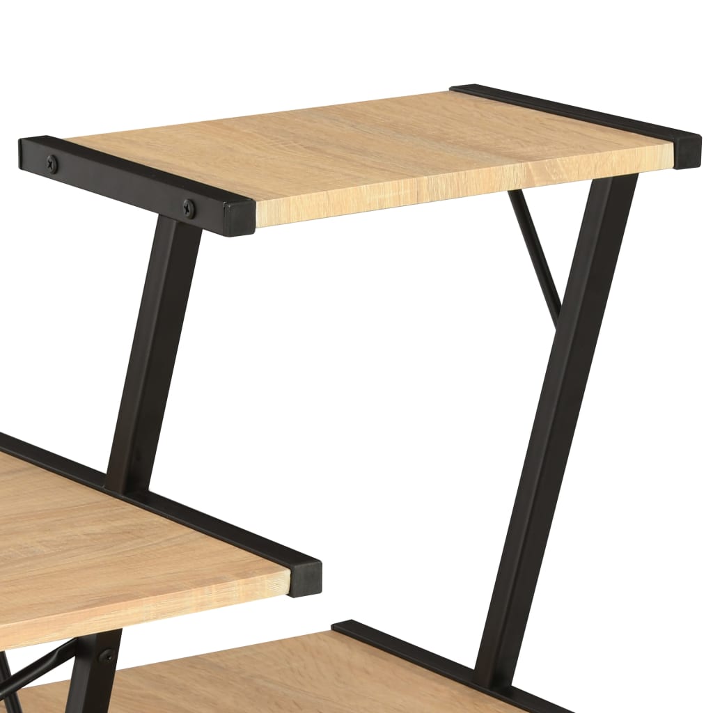 vidaXL Radni stol s policom crni i boja hrasta 116 x 50 x 93 cm