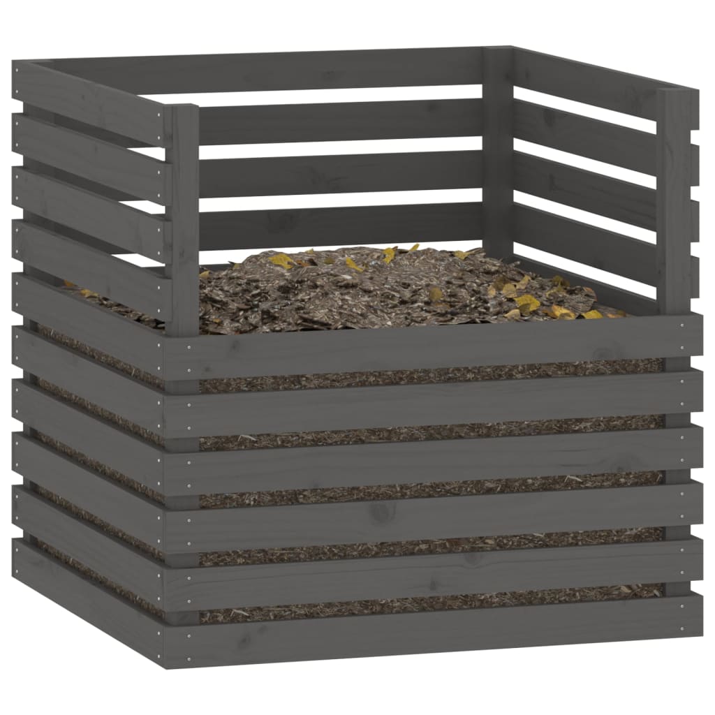 vidaXL Komposter sivi 80 x 80 x 78 cm od masivne borovine