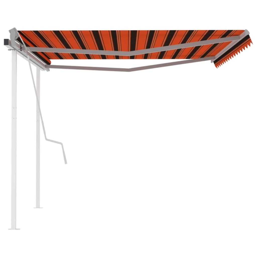 vidaXL Tenda na ručno uvlačenje sa stupovima 4 x 3 m narančasto-smeđa