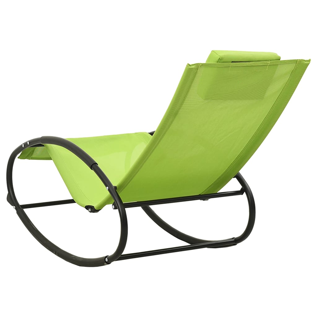 vidaXL Ležaljka za sunčanje s jastukom zelena od čelika i tekstilena