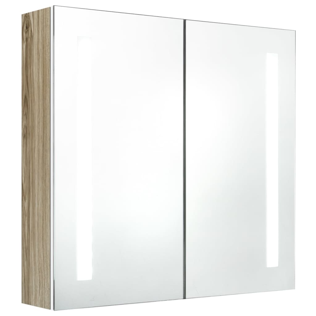 vidaXL LED kupaonski ormarić s ogledalom bijeli i hrast 62x14x60 cm