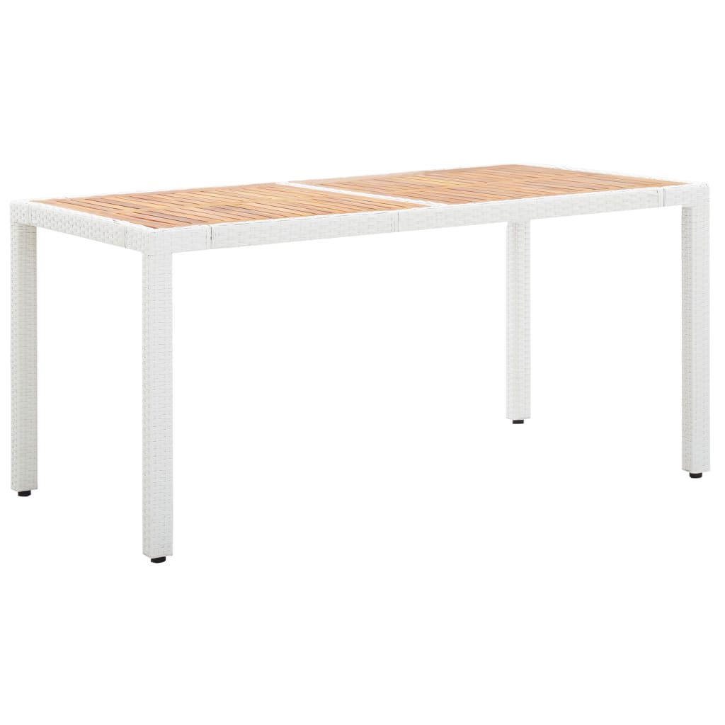 Vrtni stol bijeli 150 x 90 x 75 cm poliratan i masivno bagremovo drvo