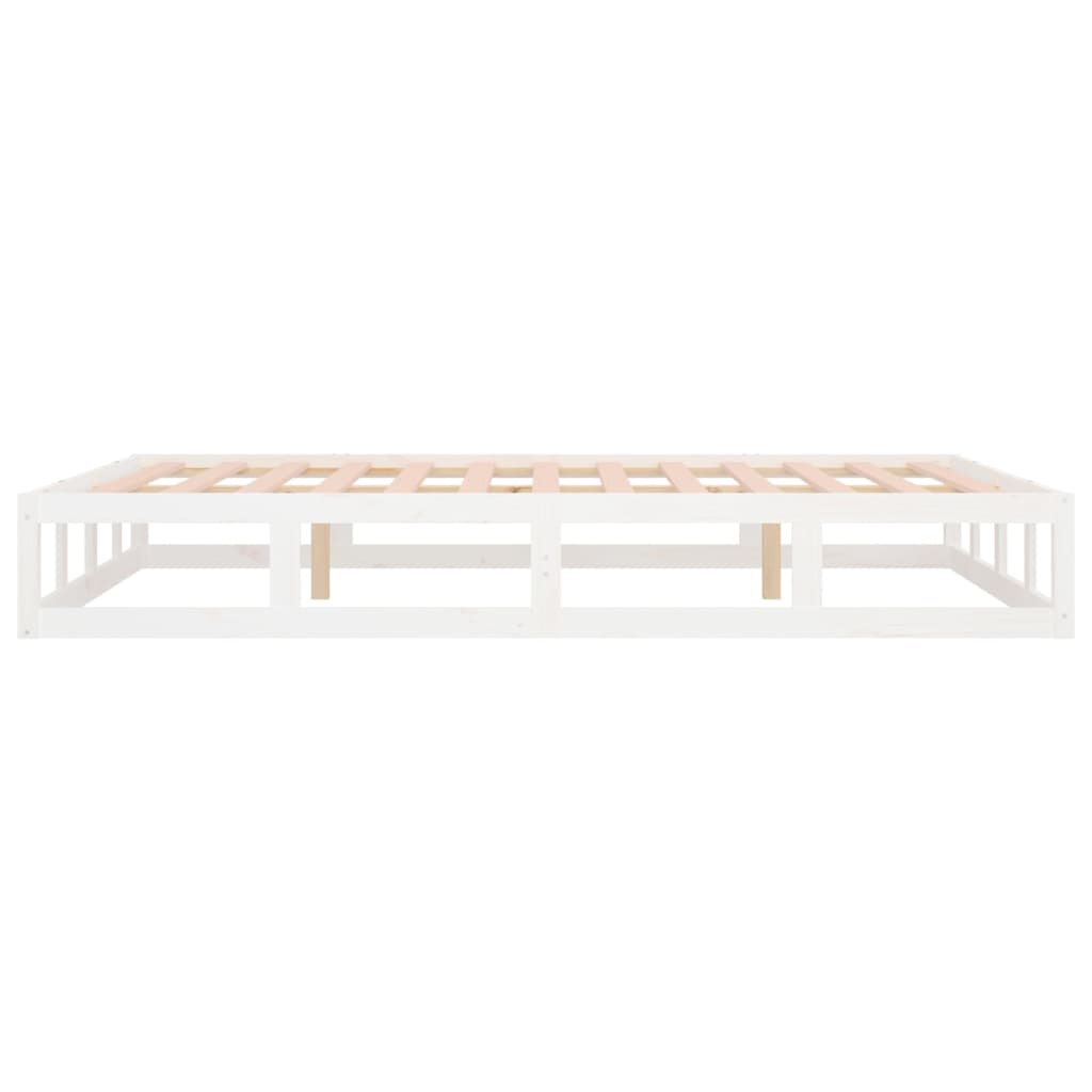 vidaXL Okvir za krevet bijeli 135x190 cm bračni od masivnog drva