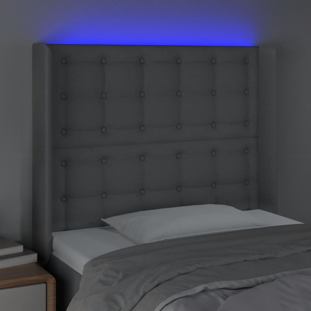 vidaXL LED uzglavlje svjetlosivo 83 x 16 x 118/128 cm od tkanine