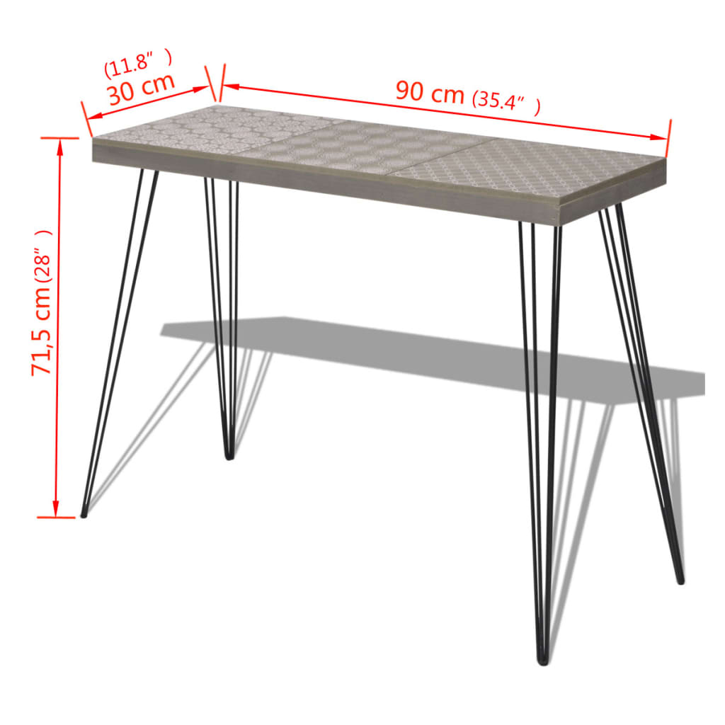 vidaXL Konzolni stol 90x30x71,5 cm Sivi