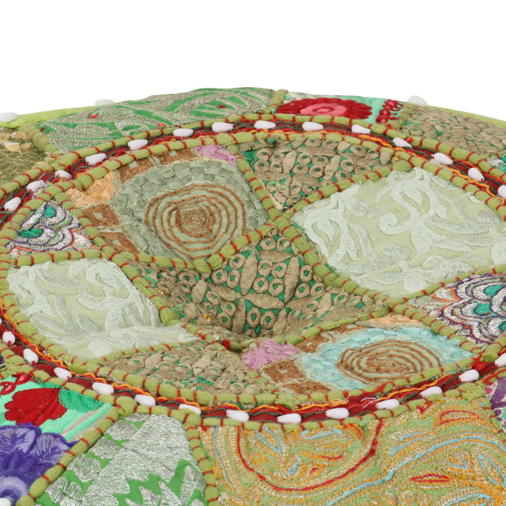 vidaXL Tabure s patchworkom okrugli pamučni 40 x 20 cm zeleni