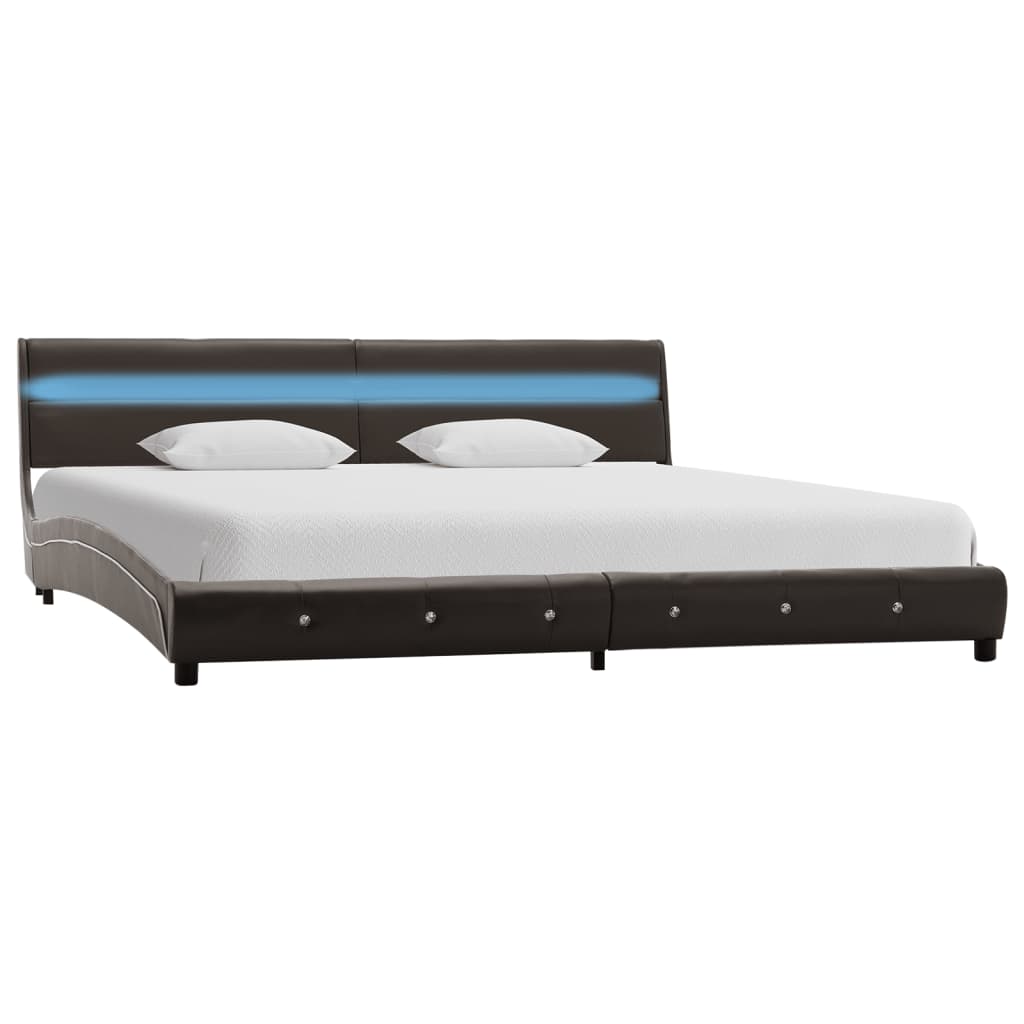 vidaXL Okvir za krevet LED od umjetne kože sivi 150 x 200 cm
