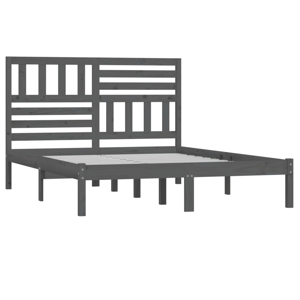vidaXL Okvir za krevet od masivne borovine sivi 120 x 200 cm