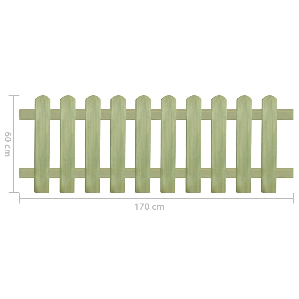 vidaXL Ograda od kolaca od impregnirane borovine 170 x 60 cm 6/9 cm