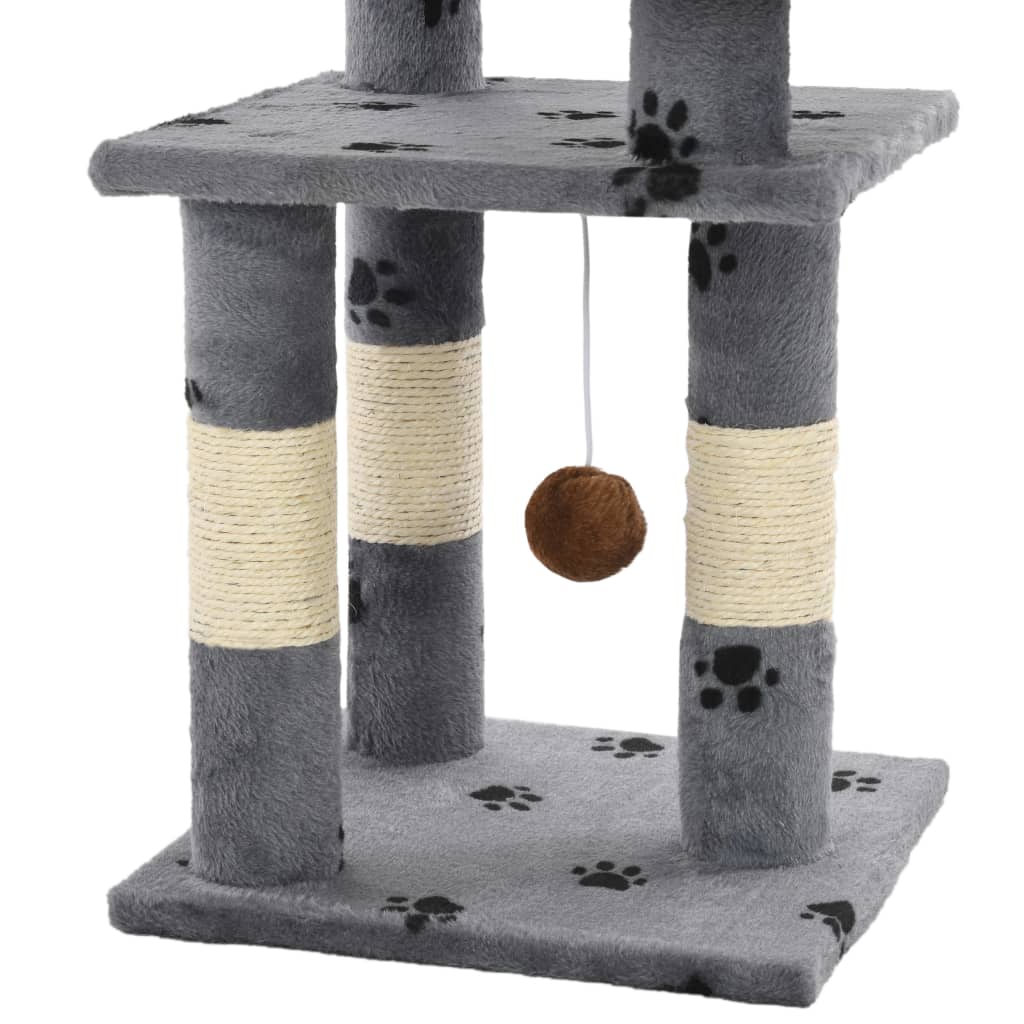 vidaXL Penjalica za mačke sa stupovima za grebanje od sisala 65 cm siva s uzorkom šapa