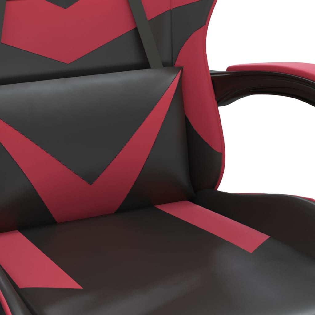vidaXL Okretna igraća stolica s osloncem crna i boja vina umjetna koža