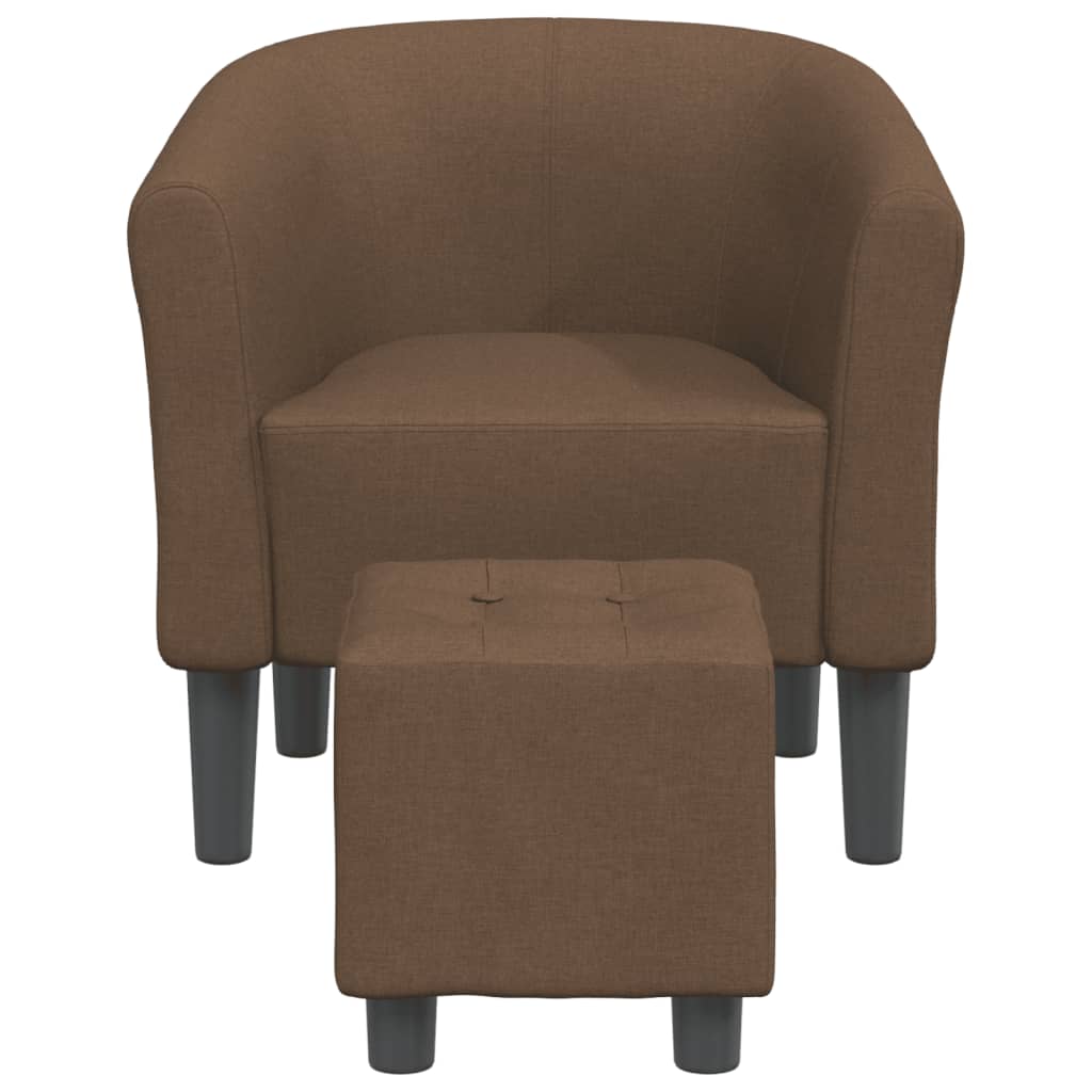 vidaXL Zaobljena fotelja s tabureom smeđa od tkanine