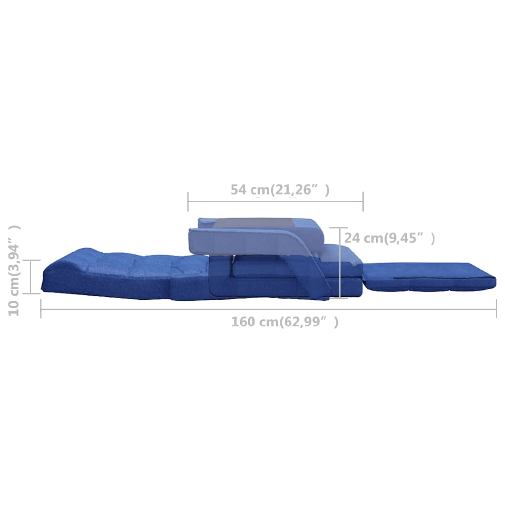 vidaXL Sklopiva podna stolica s funkcijom kreveta plava od tkanine
