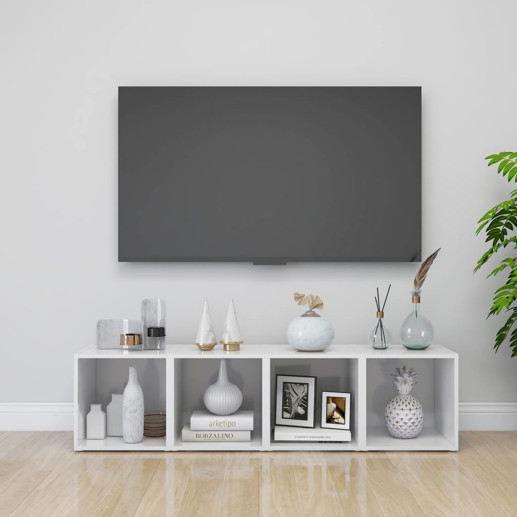 vidaXL TV ormarić visoki sjaj bijeli 37 x 35 x 37 cm od iverice