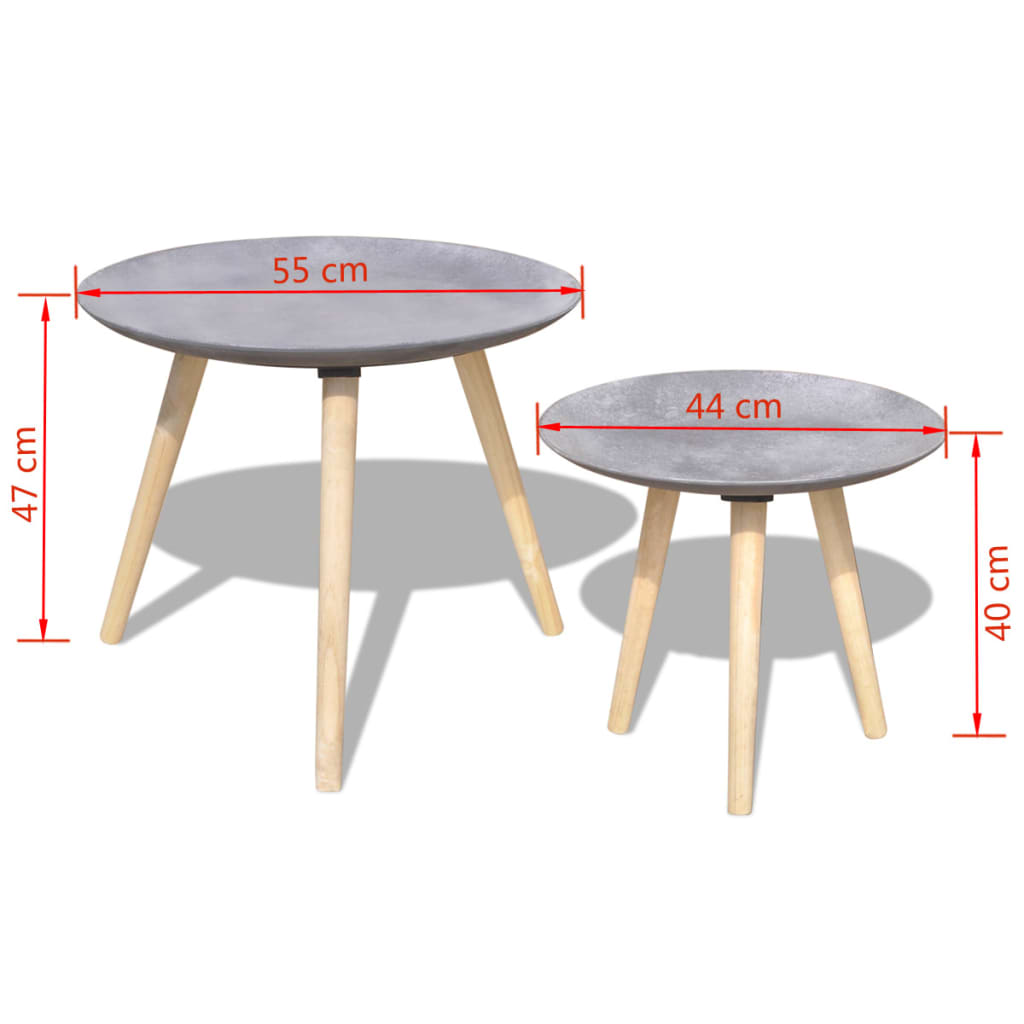 vidaXL Dva Stolića za Kavu 55 cm & 44 cm Beton siva