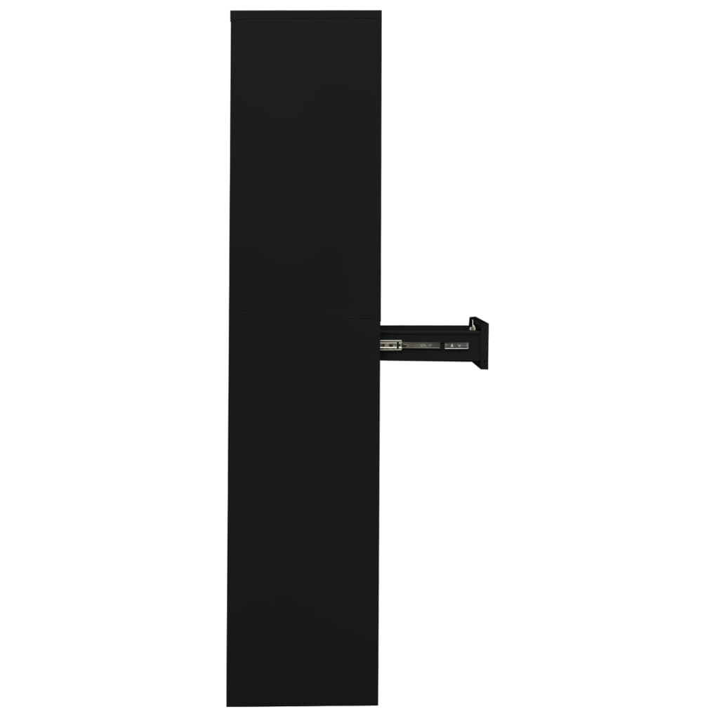 vidaXL Uredski ormarić crni 90 x 40 x 180 cm čelik i kaljeno staklo