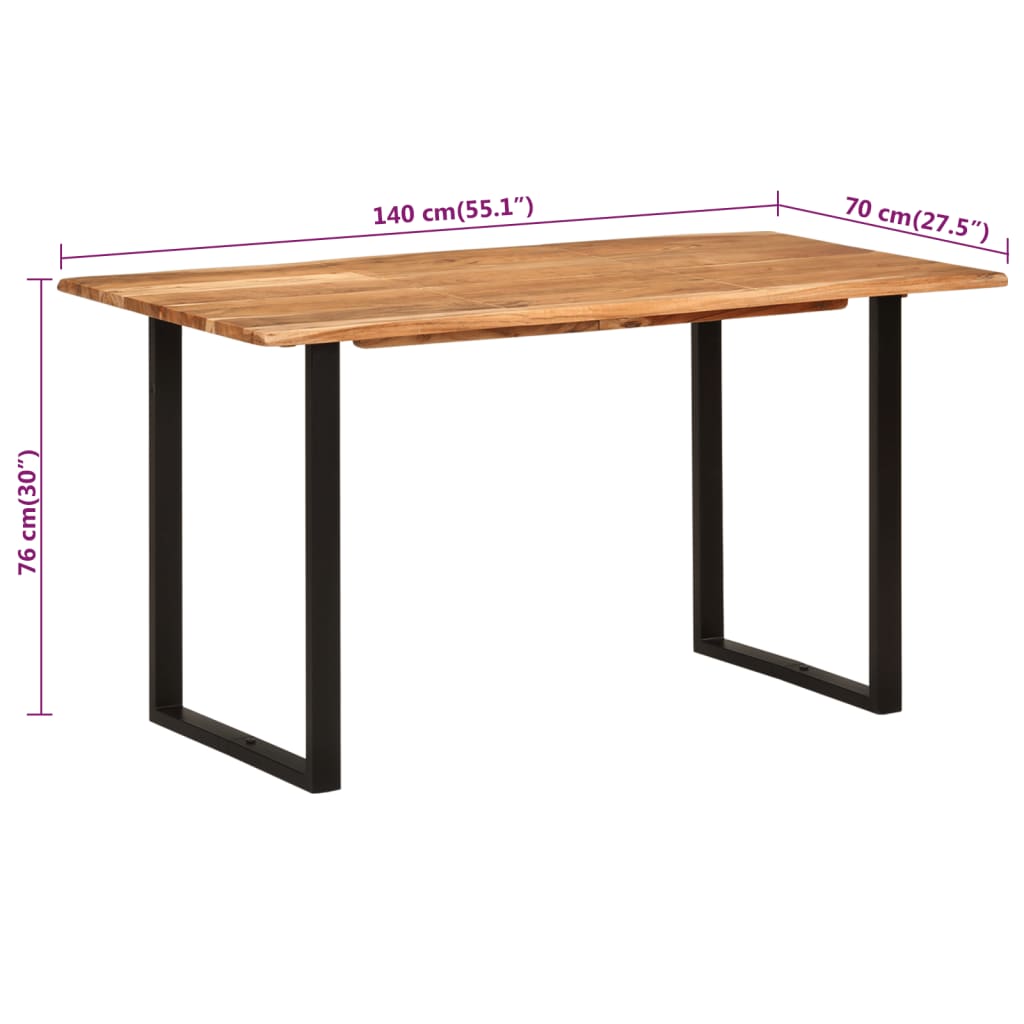 vidaXL Blagovaonski stol od masivnog bagremovog drva 140 x 70 x 76 cm