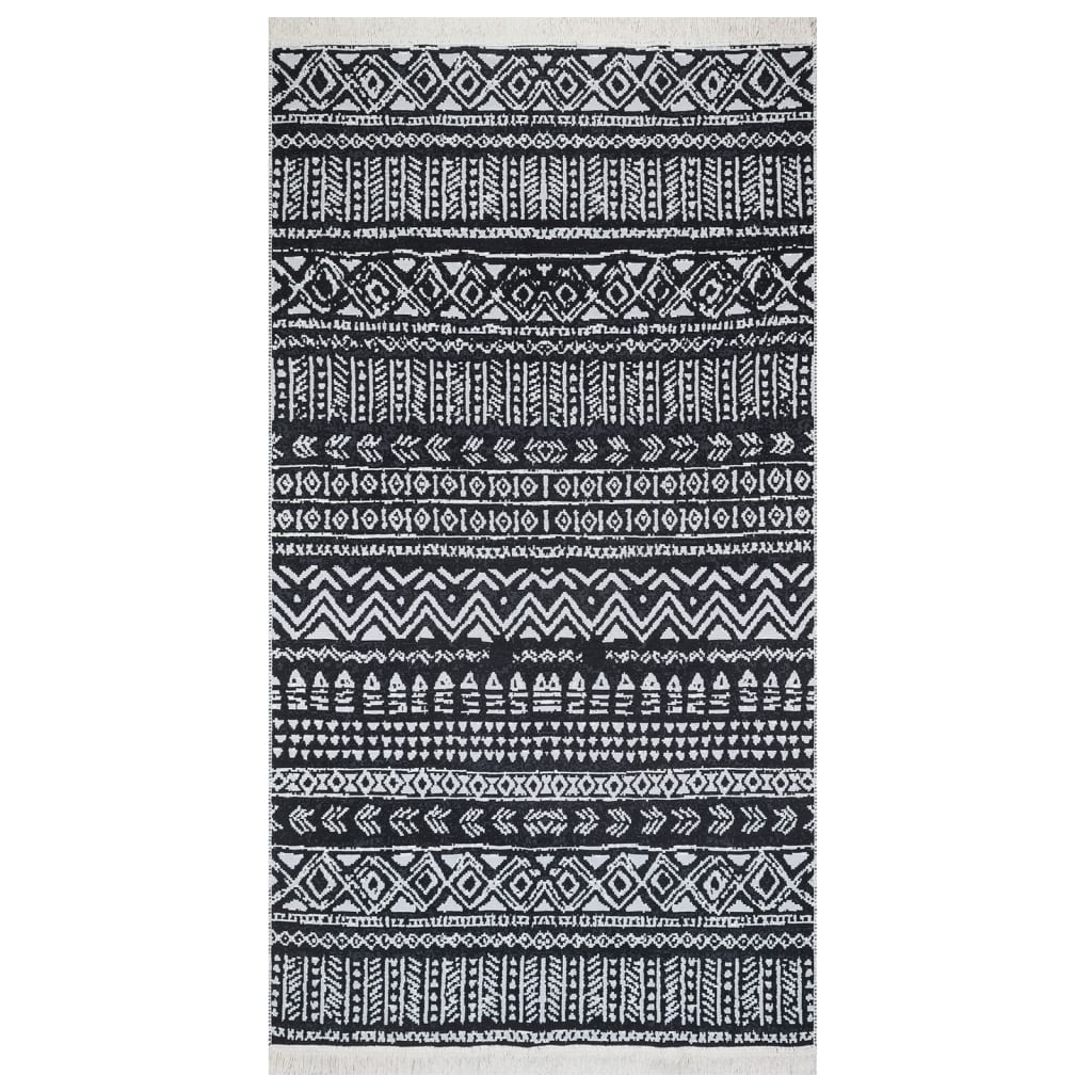 vidaXL Tepih crno-bijeli 120 x 180 cm pamučni