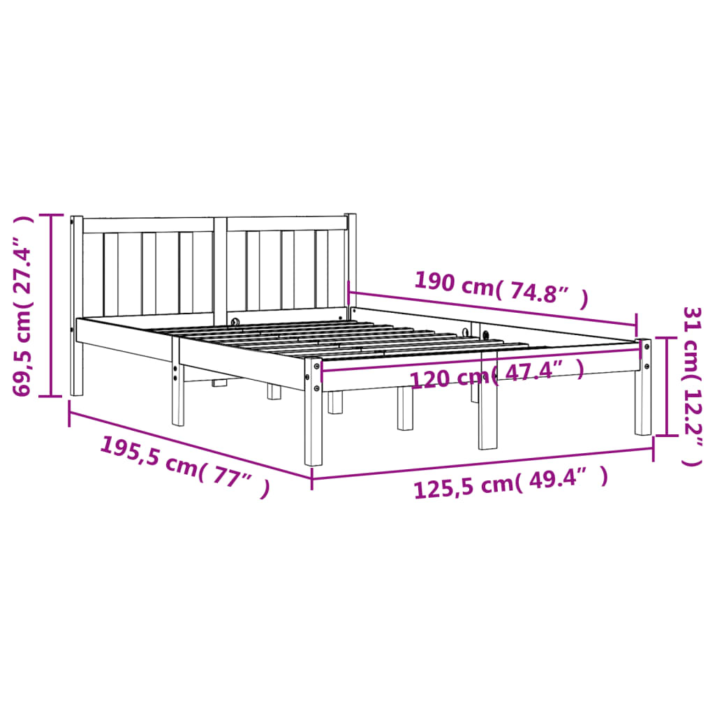 vidaXL Okvir kreveta voštano smeđi 120 x 190 cm od masivne borovine