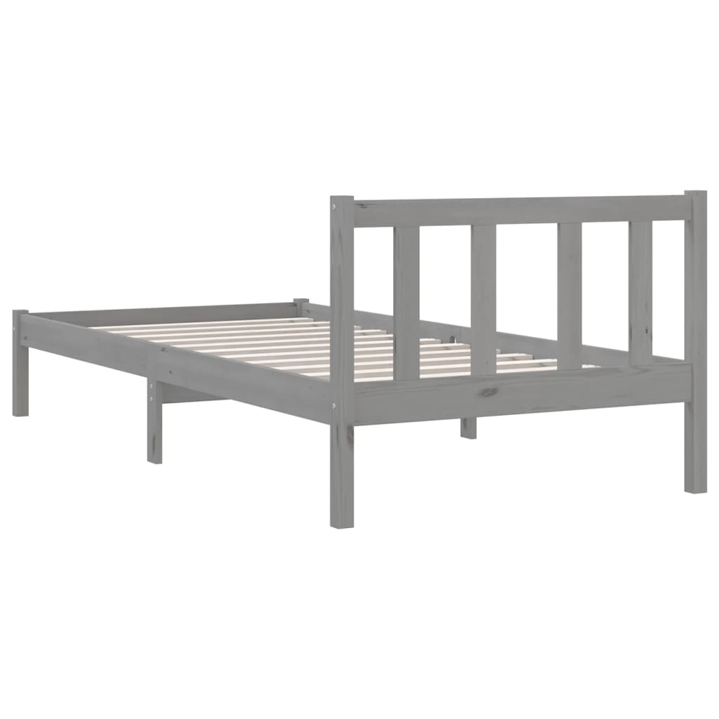 vidaXL Okvir za krevet od borovine sivi 90 x 190 cm jednokrevetni