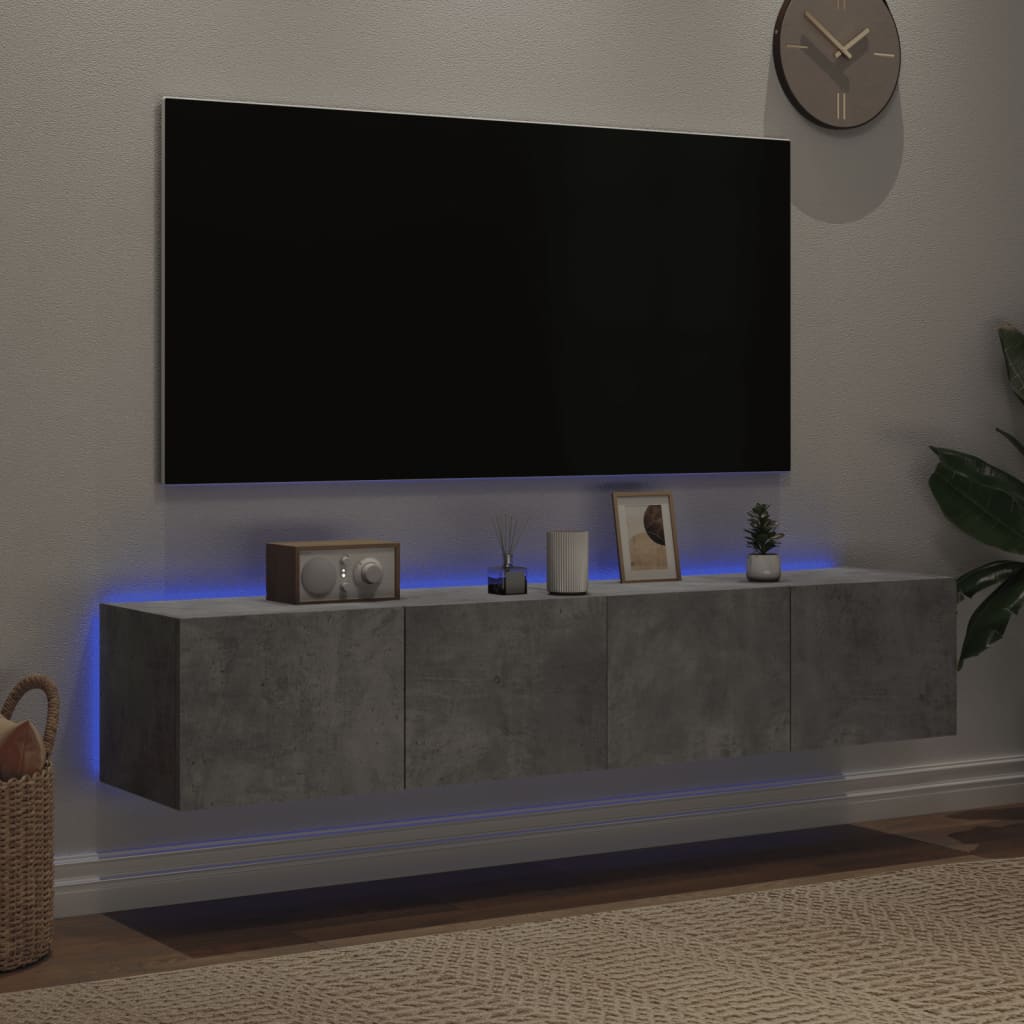 vidaXL Zidni TV ormarići LED 2 kom boja betona 80x35x31 cm