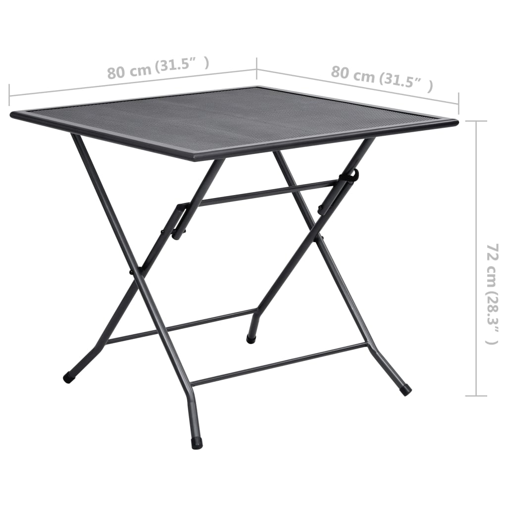 vidaXL Sklopivi mrežasti stol 80 x 80 x 72 cm čelični antracit