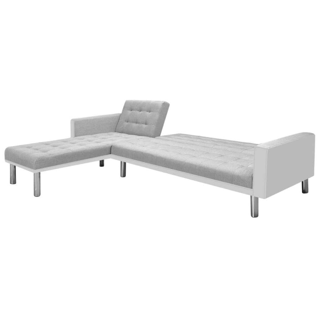 vidaXL Kutna sofa na razvlačenje od tkanine 218x155x69 cm bijelo-siva