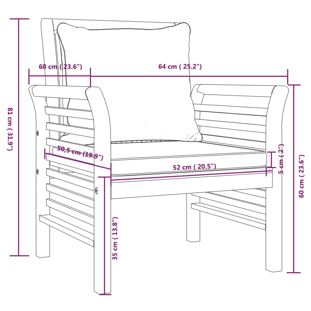 vidaXL Fotelje s krem bijelim jastucima 2 kom masivno bagremovo drvo