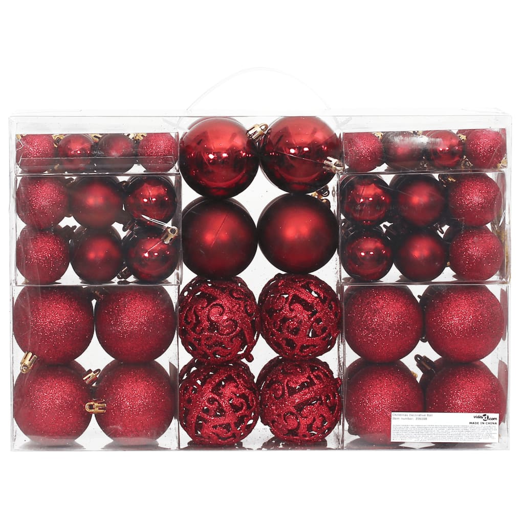 vidaXL Božićne kuglice 100 kom crvena boja vina 3/4/6 cm