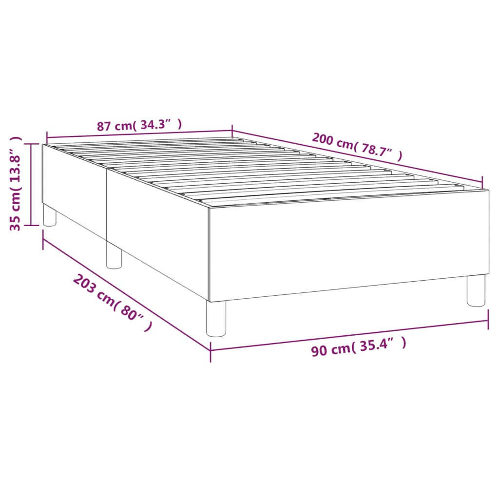 vidaXL Okvir za krevet s oprugama tamnoplavi 90x200 cm baršunasti