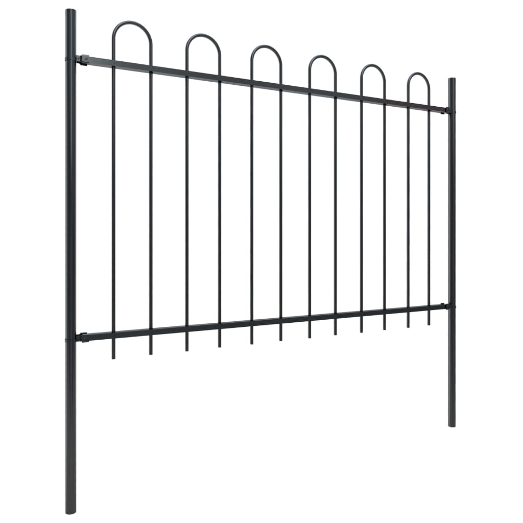 vidaXL Vrtna ograda s ukrasnim lukovima čelična 3,4 x 1,2 m crna