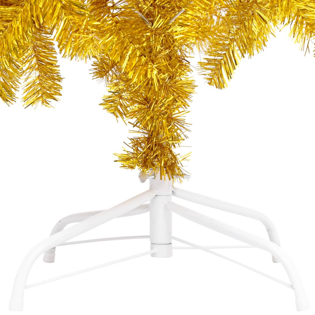vidaXL Umjetno osvijetljeno božićno drvce i kuglice zlatno 240 cm PET