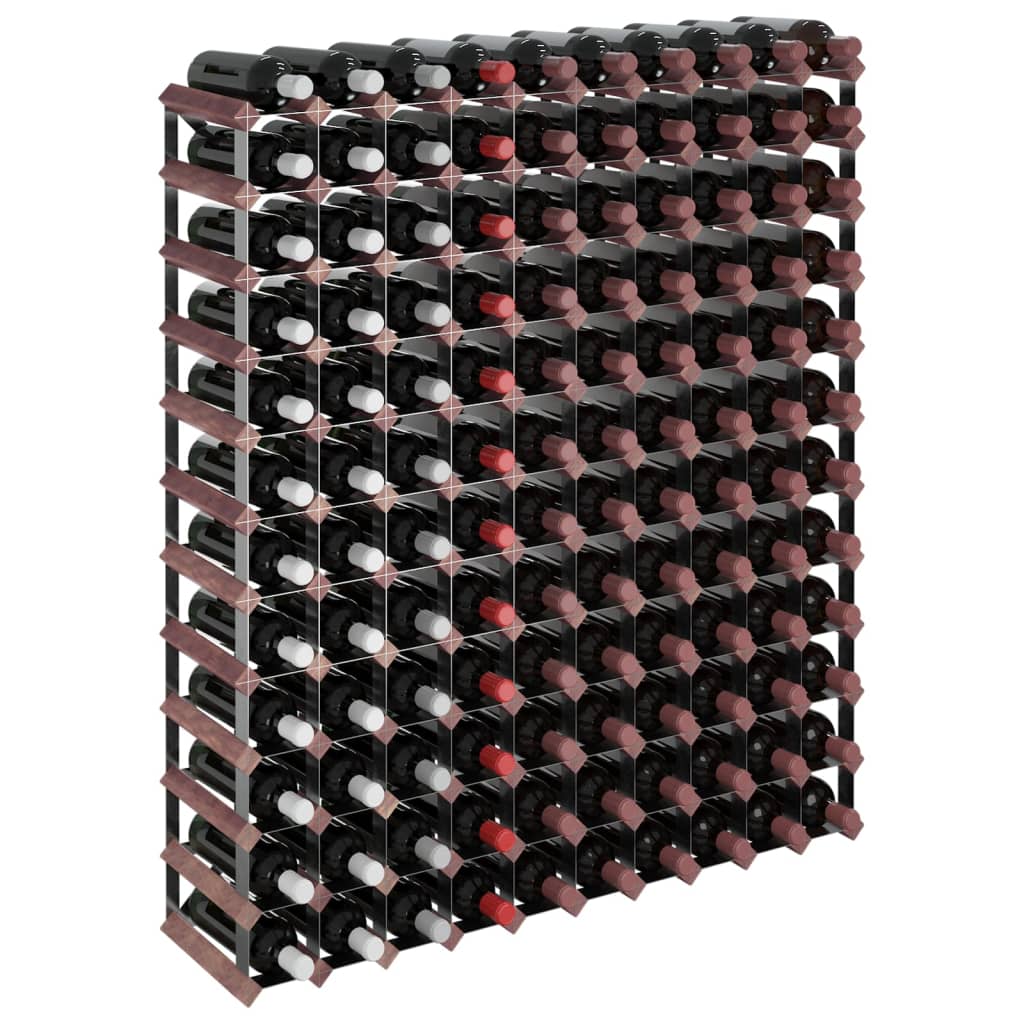 vidaXL Stalak za vino za 120 boca smeđi od masivne borovine