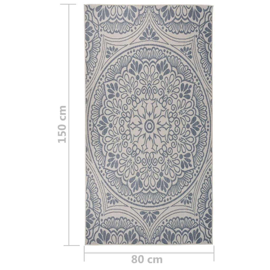 vidaXL Vanjski tepih ravnog tkanja 80 x 150 cm plavi s uzorkom