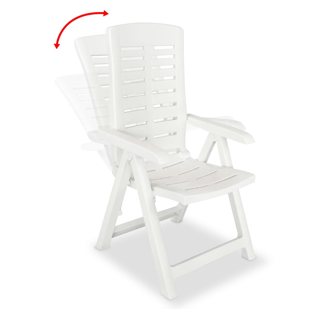 vidaXL Podesive vrtne stolice 6 kom plastične bijele