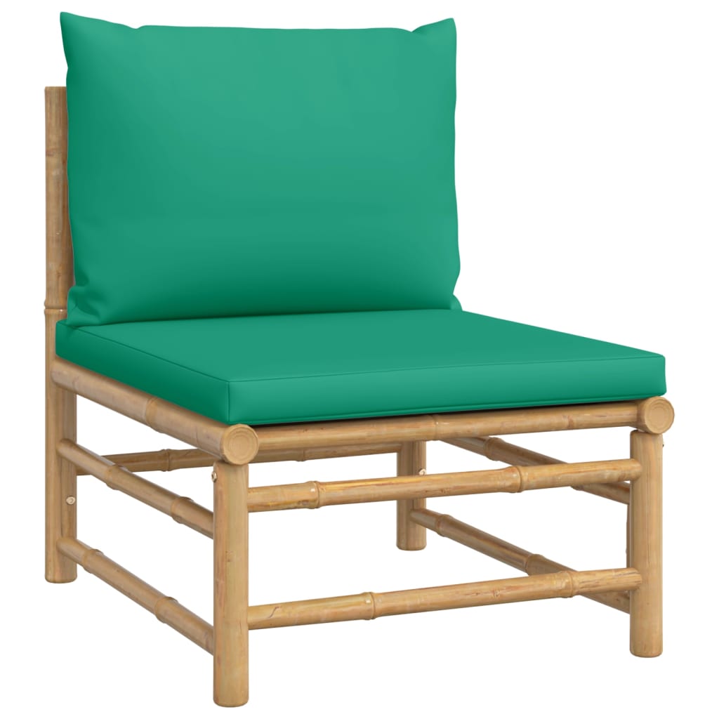 vidaXL 5-dijelna vrtna garnitura od bambusa sa zelenim jastucima