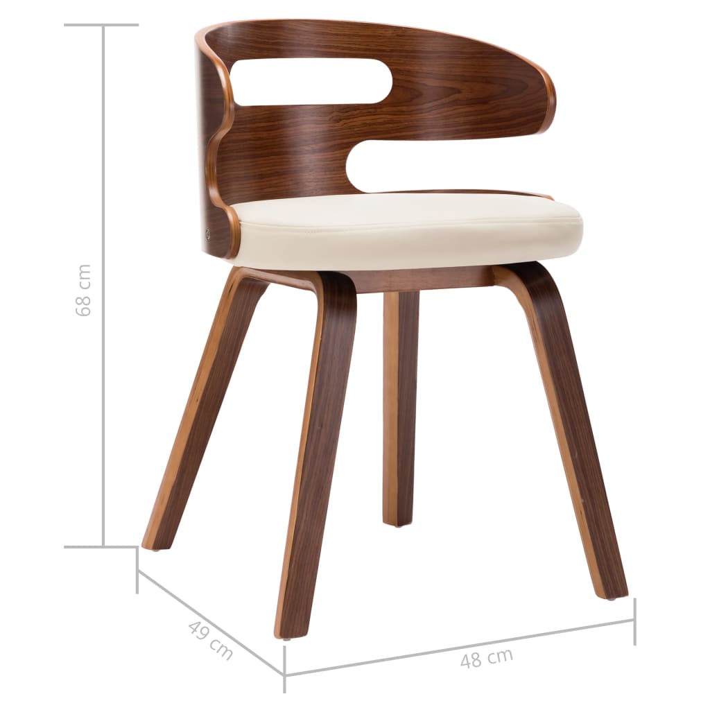 vidaXL Blagovaonske stolice od savijenog drva i umjetne kože 4 kom krem
