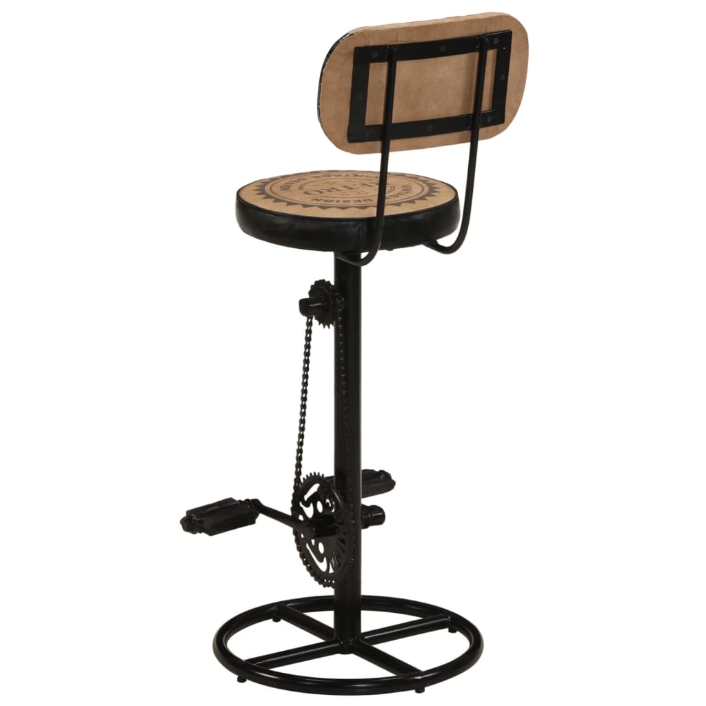 vidaXL Barski stolci s uzorkom 2 kom smeđe-crni od prave kozje kože