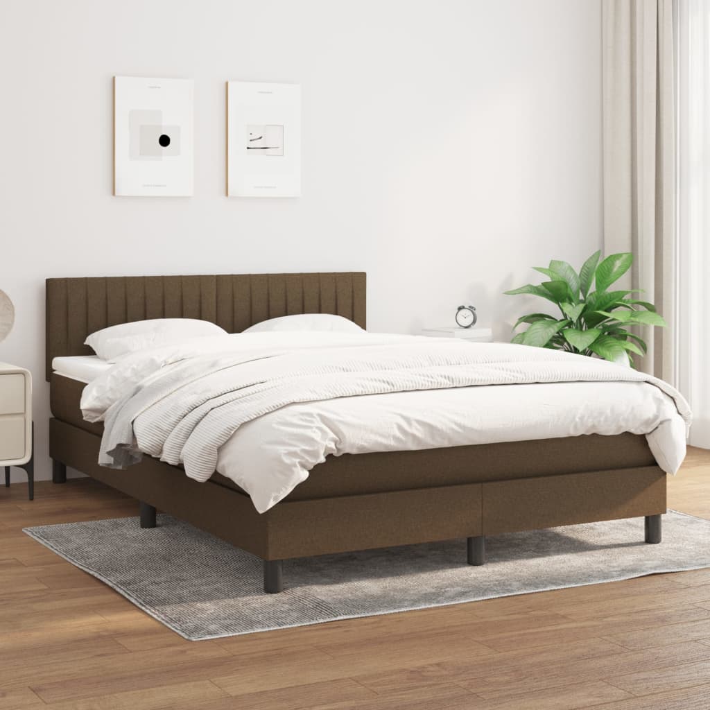 vidaXL Krevet s oprugama i madracem tamnosmeđi 140 x 190 cm od tkanine