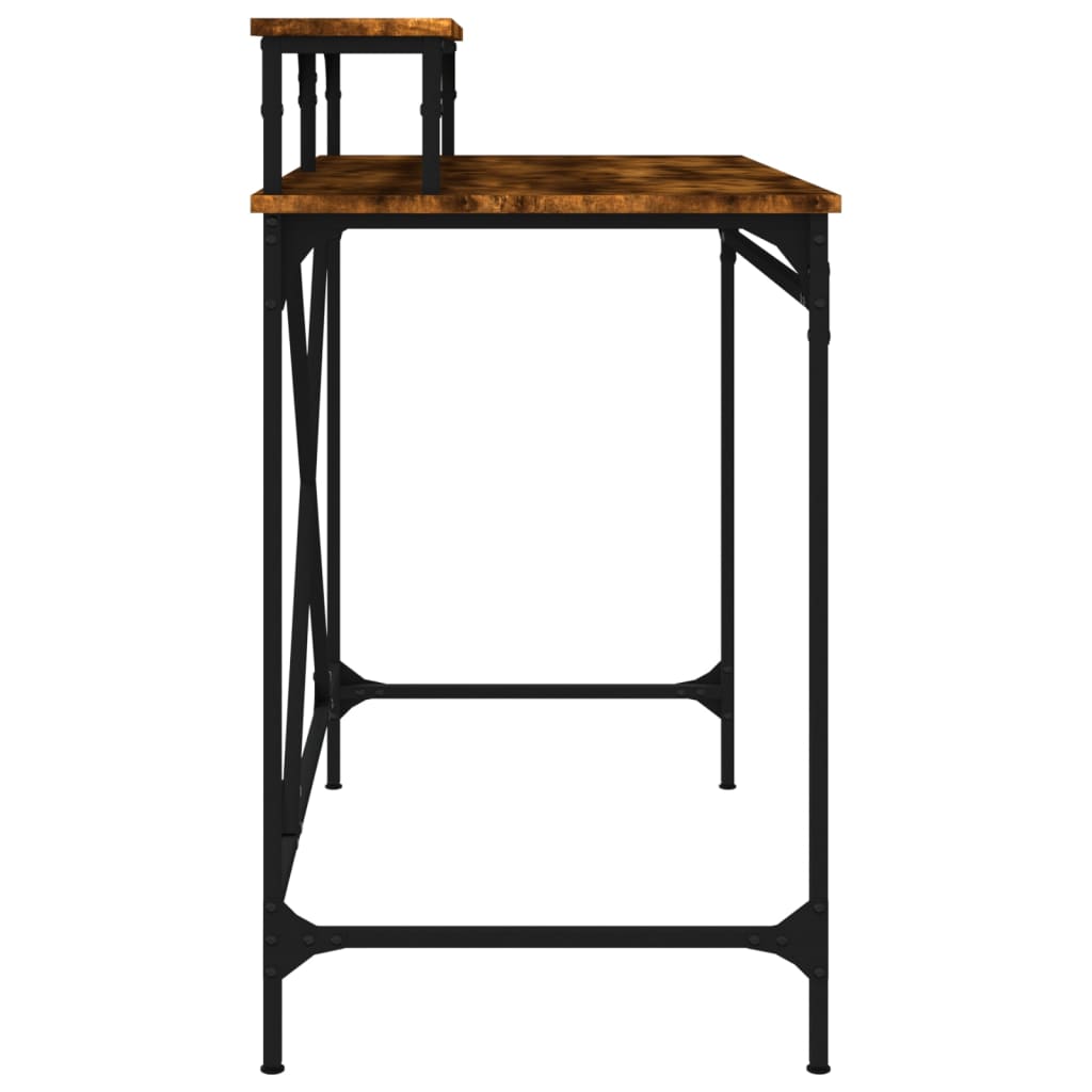 vidaXL Radni stol boja dimljenog hrasta 100x50x90 cm drvo i željezo