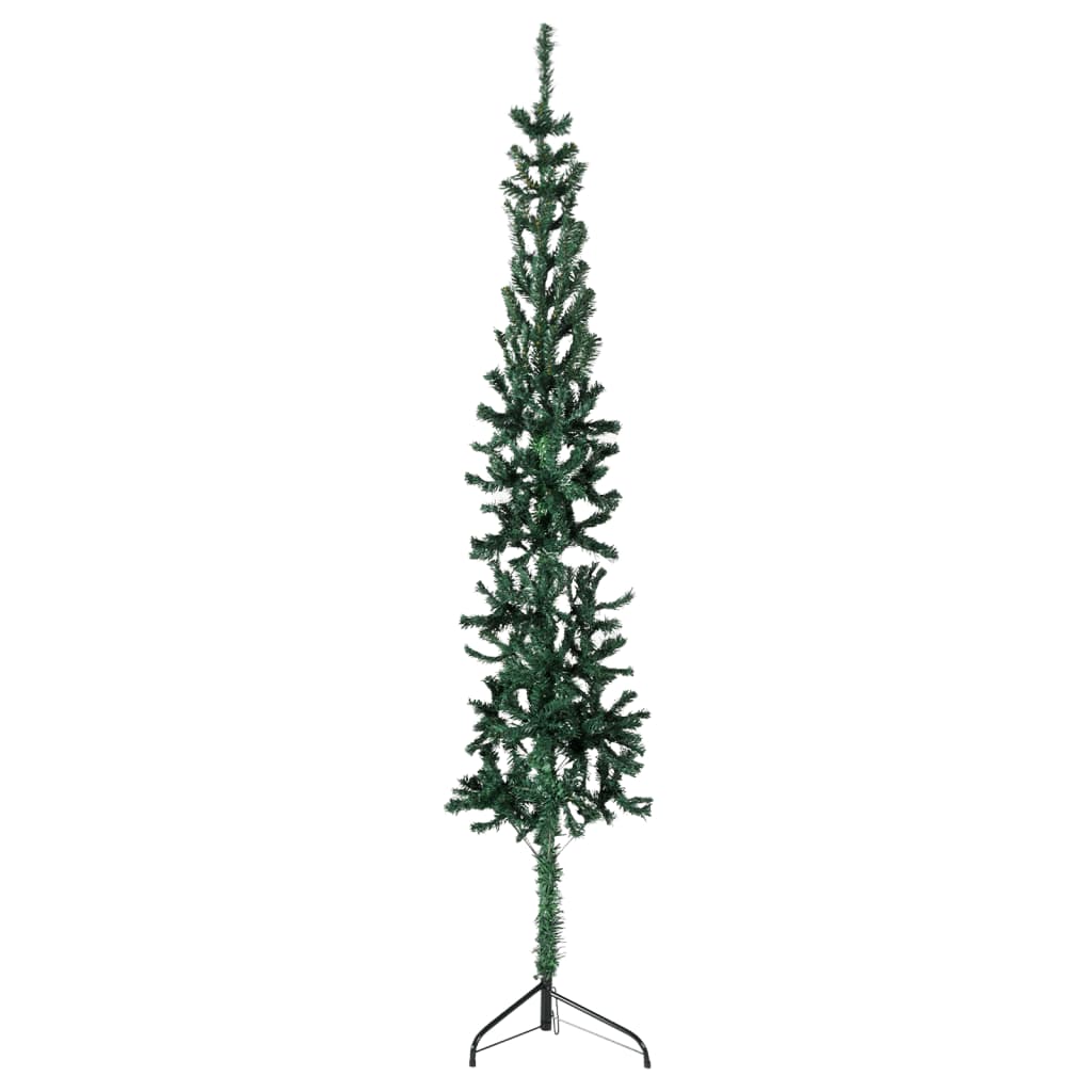 vidaXL Tanka umjetna polovica božićnog drvca sa stalkom zelena 120 cm