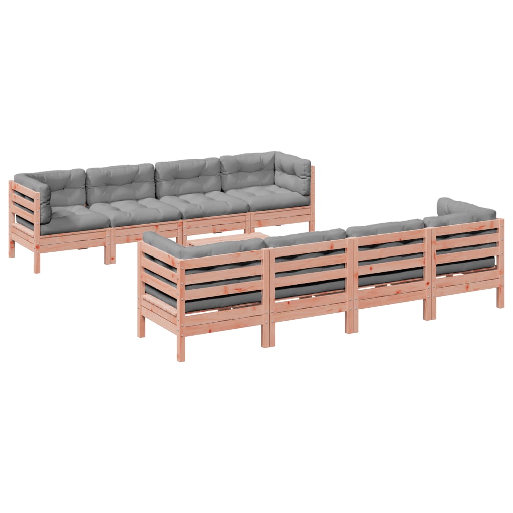 vidaXL 9-dijelni set vrtnih sofa s jastucima masivno drvo duglazije