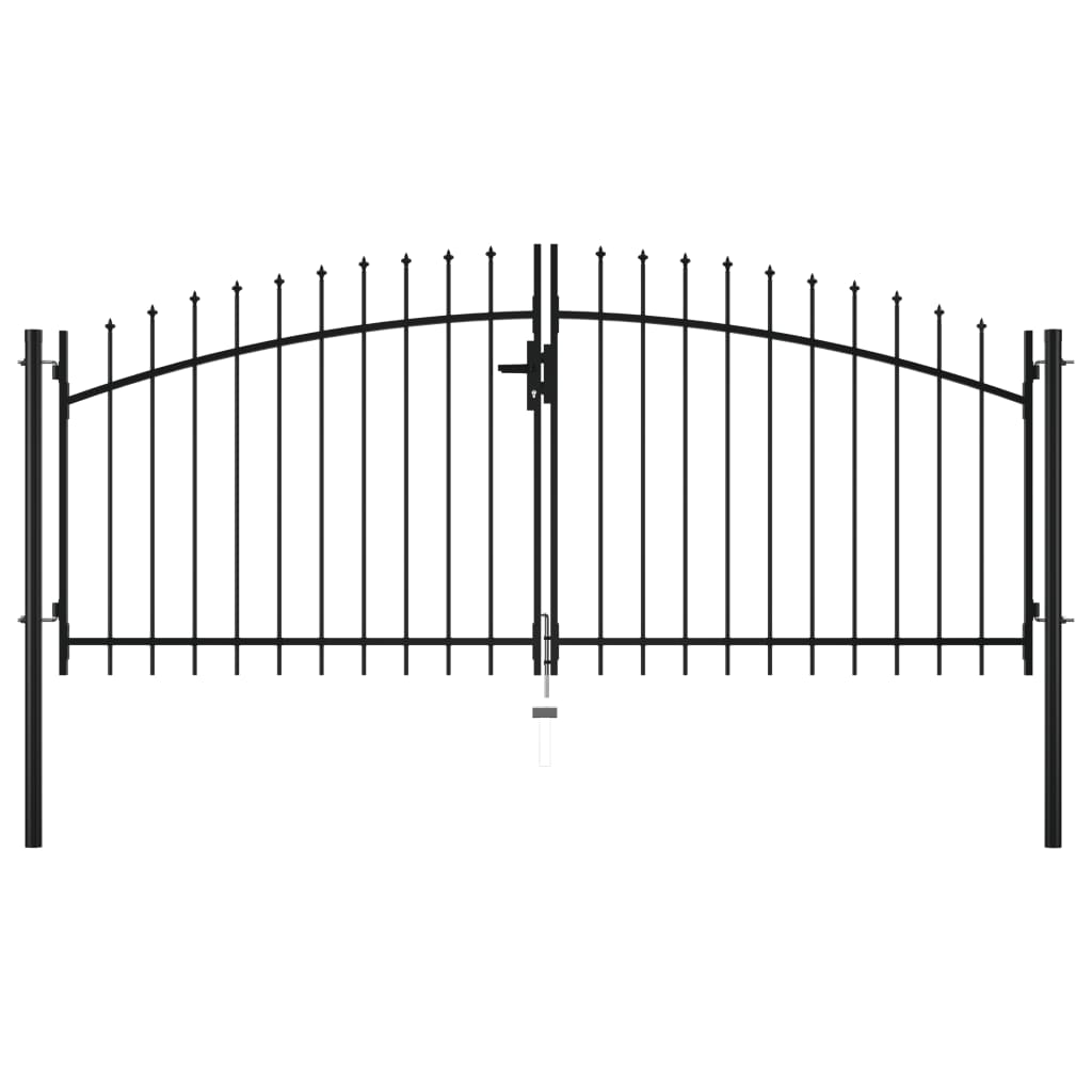 vidaXL Dvostruka vrata za ogradu s kopljima na vrhu 300 x 150 cm