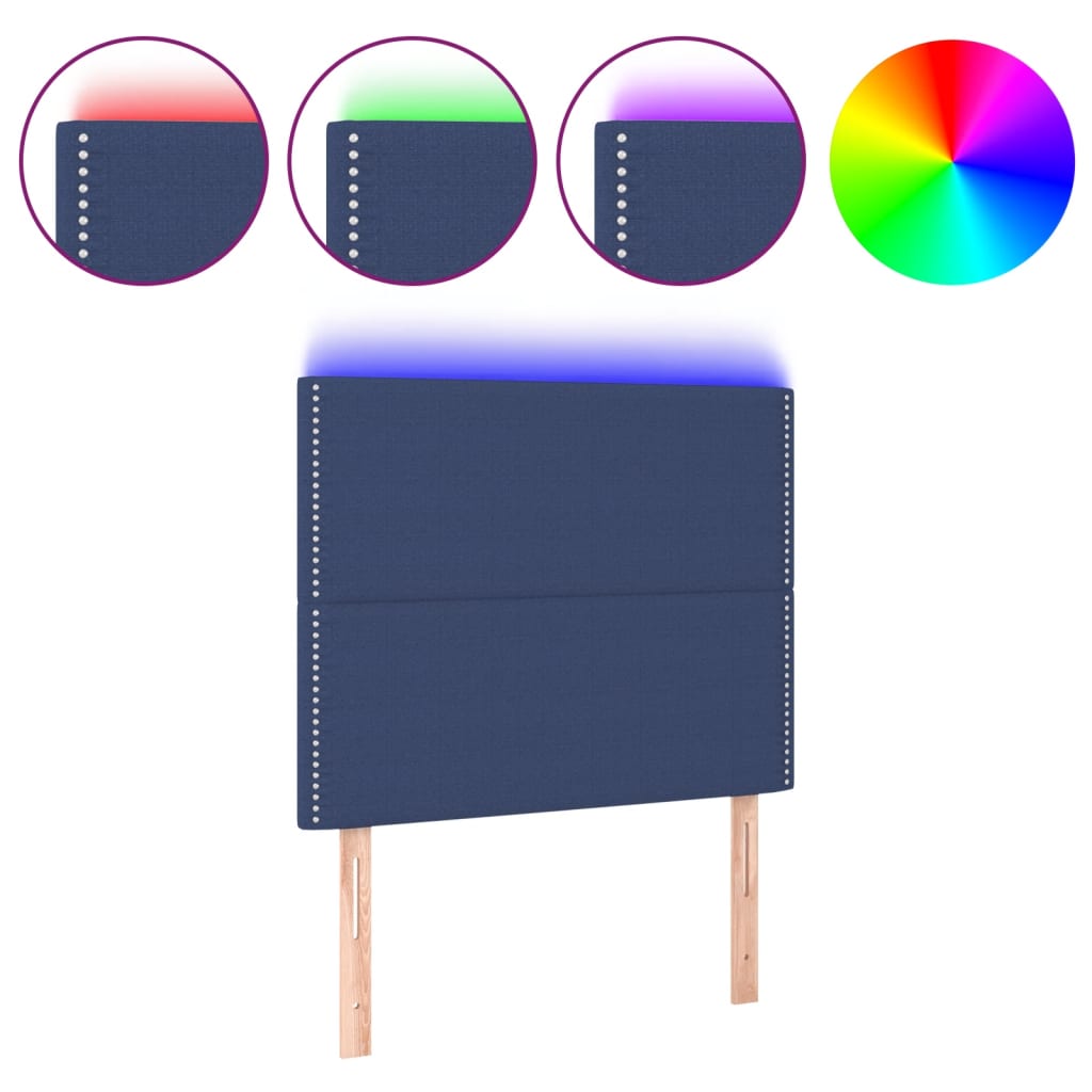 vidaXL LED uzglavlje plavo 90x5x118/128 cm od tkanine