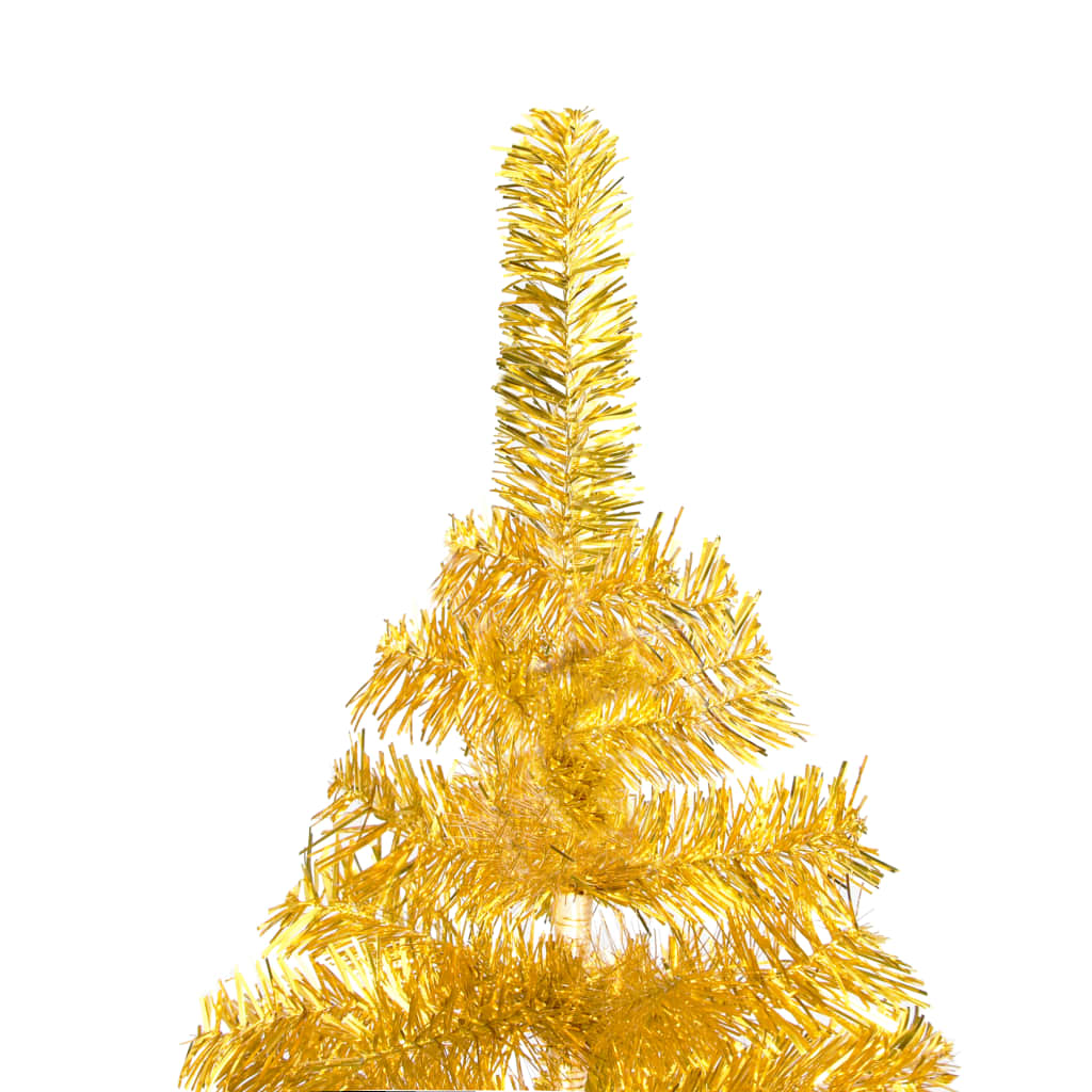 vidaXL Umjetno osvijetljeno božićno drvce sa stalkom zlatno 210 cm PET