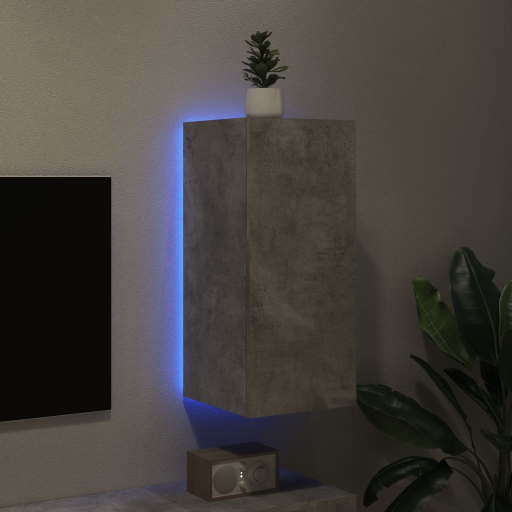 vidaXL TV ormarić s LED svjetlima siva boja betona 30,5 x 35 x 70 cm