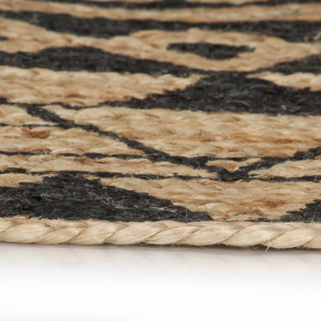 vidaXL Ručno rađeni tepih od jute s crnim uzorkom 90 cm