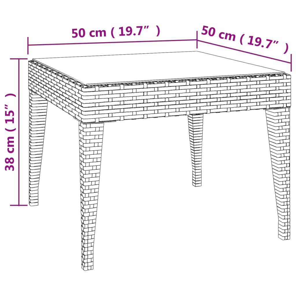 vidaXL Bočni stolić crni 50 x 50 x 38 cm poliratan i kaljeno staklo
