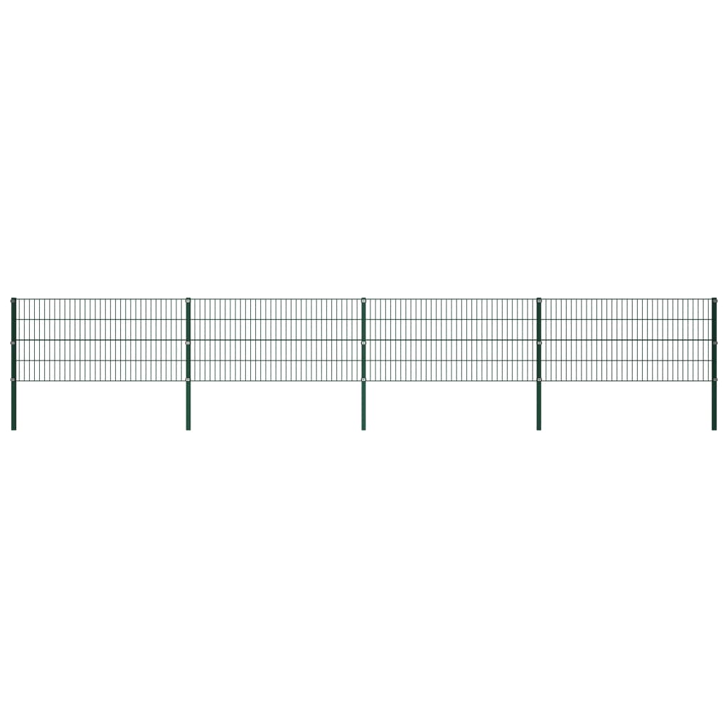 vidaXL Panel za ogradu sa stupovima željezni 6,8 m zeleni