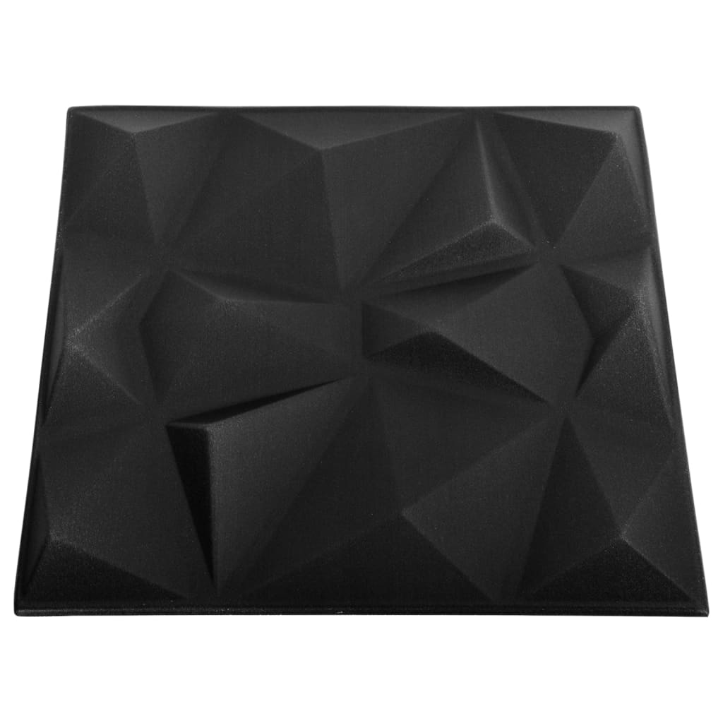 vidaXL 3D zidni paneli 24 kom 50 x 50 cm dijamantno crni 6 m²